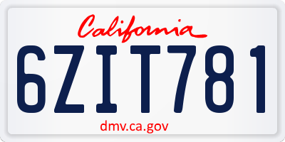 CA license plate 6ZIT781