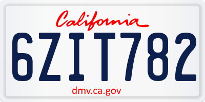CA license plate 6ZIT782