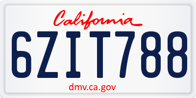 CA license plate 6ZIT788