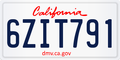 CA license plate 6ZIT791