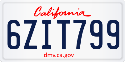 CA license plate 6ZIT799