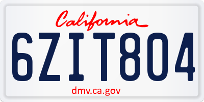 CA license plate 6ZIT804