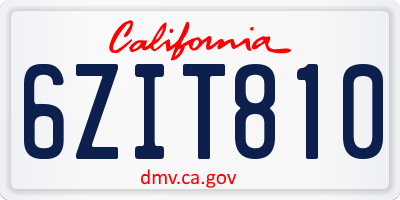 CA license plate 6ZIT810