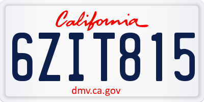 CA license plate 6ZIT815