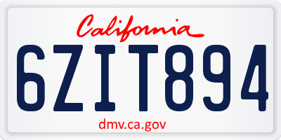 CA license plate 6ZIT894