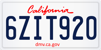 CA license plate 6ZIT920