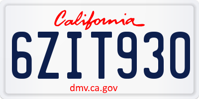 CA license plate 6ZIT930