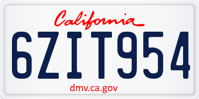 CA license plate 6ZIT954