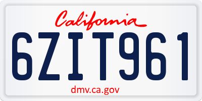 CA license plate 6ZIT961