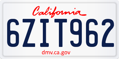 CA license plate 6ZIT962