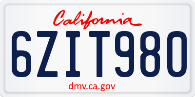 CA license plate 6ZIT980
