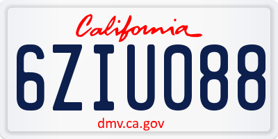 CA license plate 6ZIU088