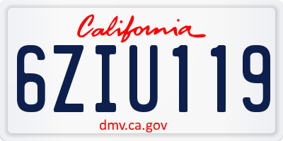 CA license plate 6ZIU119