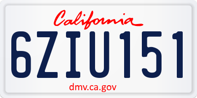 CA license plate 6ZIU151