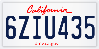 CA license plate 6ZIU435