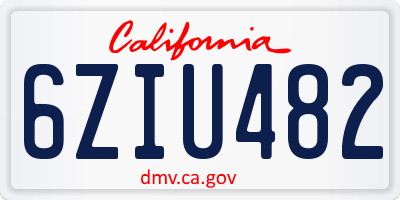 CA license plate 6ZIU482