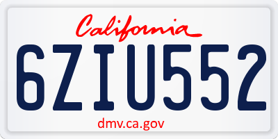 CA license plate 6ZIU552