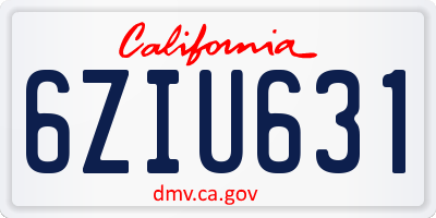 CA license plate 6ZIU631