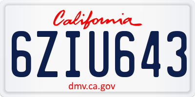 CA license plate 6ZIU643
