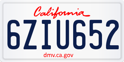 CA license plate 6ZIU652