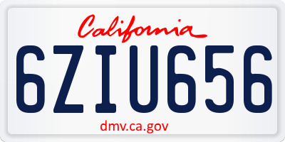 CA license plate 6ZIU656