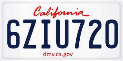 CA license plate 6ZIU720