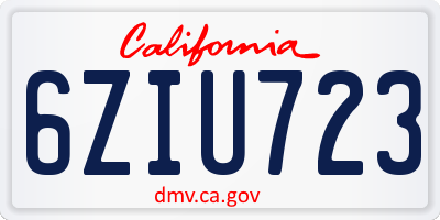 CA license plate 6ZIU723