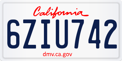 CA license plate 6ZIU742