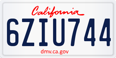 CA license plate 6ZIU744