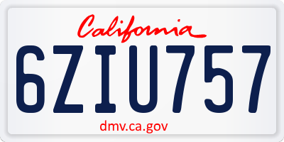 CA license plate 6ZIU757