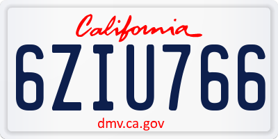 CA license plate 6ZIU766