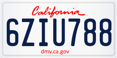 CA license plate 6ZIU788