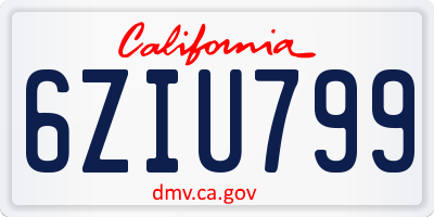 CA license plate 6ZIU799