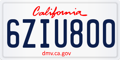 CA license plate 6ZIU800