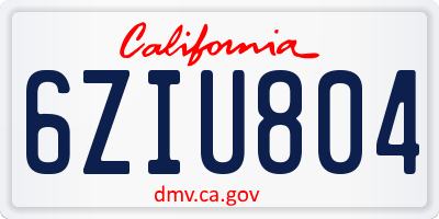 CA license plate 6ZIU804