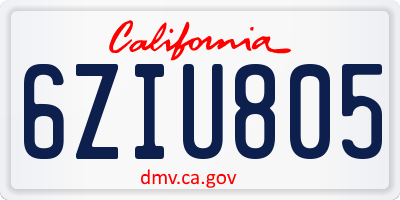 CA license plate 6ZIU805