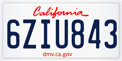 CA license plate 6ZIU843