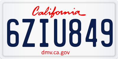 CA license plate 6ZIU849
