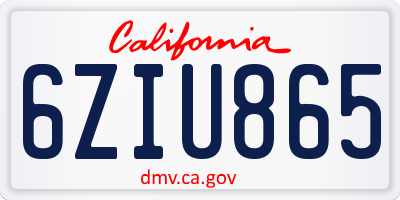 CA license plate 6ZIU865