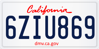 CA license plate 6ZIU869