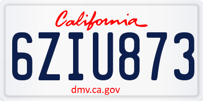 CA license plate 6ZIU873