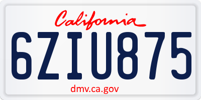 CA license plate 6ZIU875