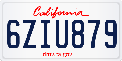 CA license plate 6ZIU879