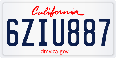 CA license plate 6ZIU887