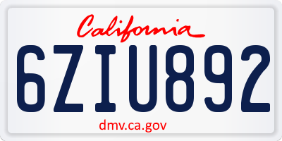 CA license plate 6ZIU892