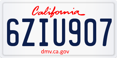 CA license plate 6ZIU907