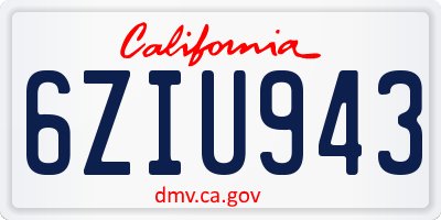 CA license plate 6ZIU943