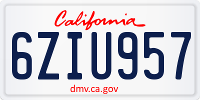 CA license plate 6ZIU957