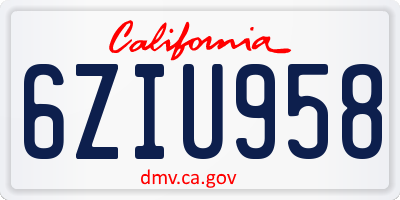 CA license plate 6ZIU958