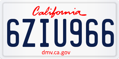 CA license plate 6ZIU966